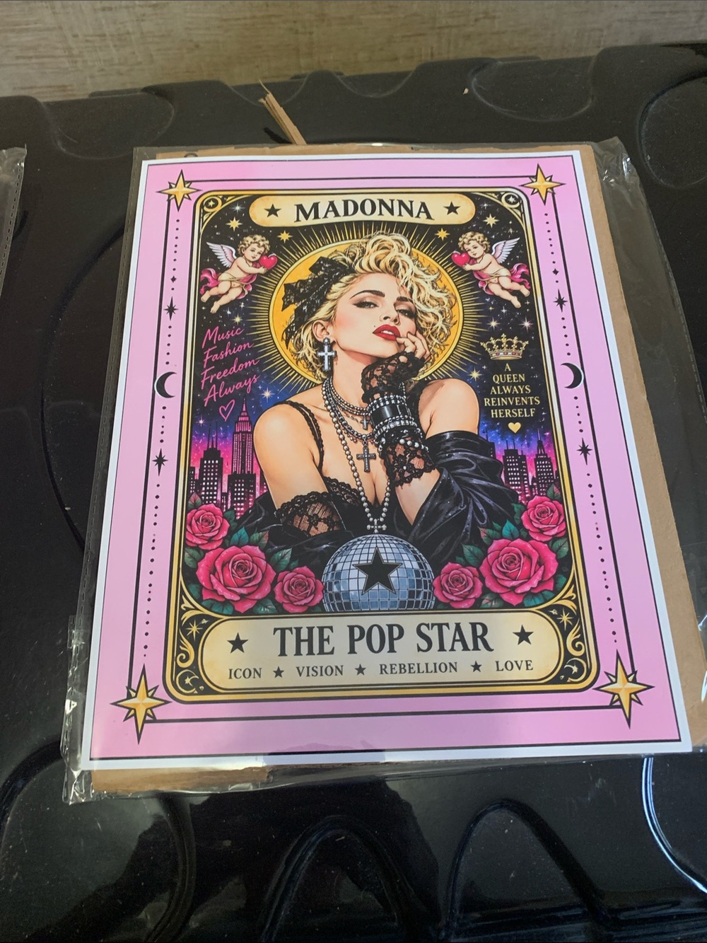 Source Unknown Pop Star Art Print - Pink Black